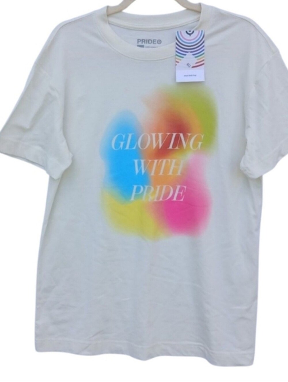 GLOWING WITH PRIDE TEE Short Sleeve T-shirt Pale Yellow Medium NWT